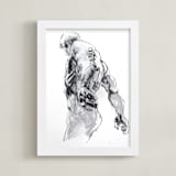 "Drawing 369 - Standing Man" - Art Print in Deep Charcoal by Derek overfield - Framed