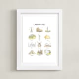 "Landmarks" - Art Print in Sap Green by Natalie Groves - Framed