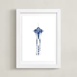 "Space Needle" - Art Print in Navy by Paul Berthelot - Framed