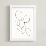 "Cactus Line Drawing" - Art Print in dusty white by Amanda Phelps - Framed