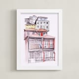 "Portugal" - Art Print in Unique Red by Viktoria Eperjesi - Framed