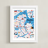 "I Love Boston" - Art Print in Ocean by Jordan Sondler - Framed