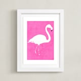 "A leg to stand on." - Art Print in Flamingo by Dawn Smith - Framed