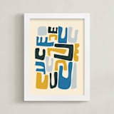 "Ocean Day" - Art Print in Ocean Blue by Beth Vassalo - Framed