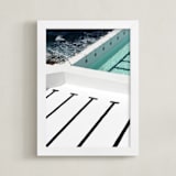 "Stripes Coastal" - Art Print in White by JD - Framed
