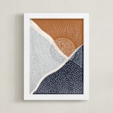 "Sunset over the mountains" - Art Print in Prussian blue, Unilux Powder Blue, Copper by Sabrin Deirani - Framed