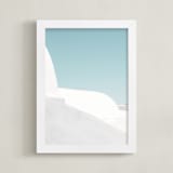 "Cycladic House I" - Art Print in Limestone by Tania Medeiros - Framed