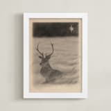 "Red Deer" - Art Print in Antler by jinseikou - Framed