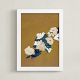 "Mustard Abstract Botanical" - Art Print in Mustard Yellow by Caryn Owen - Framed