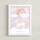 "Dreamy Unicorn" - Personalized Art Print in Lavender by Teju Reval - Framed