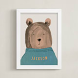 "Little Bear" - Personalized Art Print in Teal by Teju Reval - Framed