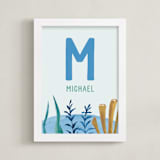"Ocean Friends - Custom" - Personalized Art Print in Ocean Blue by Teju Reval - Framed