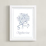 "Bow on Bouquet" - Personalized Art Print in Powder Blue by Becky Nimoy - Framed