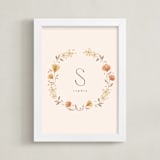 "Name with Flowers - Custom" - Personalized Art Print in Tan by Vivian Yiwing - Framed