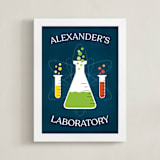 "Laboratory" - Personalized Art Print in Navy by Heather Schertzer - Framed