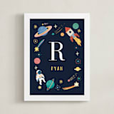 "Space Adventure" - Personalized Art Print in Midnight by Elly - Framed