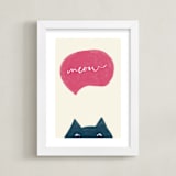 "Meow Meow" - Art Print in Pretty Pink by Pixel and Hank - Framed