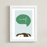 "Woof" - Art Print in Grass Green by Pixel and Hank - Framed