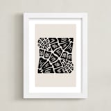 "Funky Floral" - Art Print in Sand by Carolyn Hunt - Framed