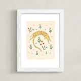 "tumbling cheetah" - Art Print in peach by Hannah Williams - Framed