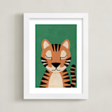 "Jungle Tiger" - Art Print in Jungle Green by 2birdstone - Framed