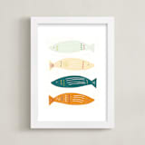 "Fish Fiesta" - Art Print in Sunset by Hannah Lipking - Framed