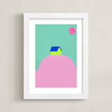 "Dia y Noche I" - Art Print in Pink, Green by Marta Crea - Framed