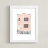 "Home in Greenpoint" - Art Print in Peach by Alicia Schultz - Framed