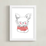 "dog in stripes" - Art Print in Cranberry by Little Miss Missy - Framed