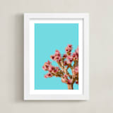 "Pink and Spiky" - Art Print in Robin's Egg Blue by Irene Suchocki - Framed