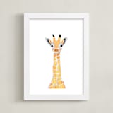 "baby animal.giraffe" - Art Print in merigold by Cass Loh - Framed