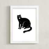 "Graphic cat" - Art Print in ink by Alexandra Dzh - Framed