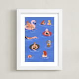 "Pool Party" - Art Print in ocean by Pati Cascino - Framed