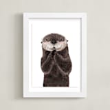 "Baby Animal Sea Otter" - Art Print in Coffee by Cass Loh - Framed
