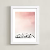 "Peeking Mountain" - Art Print in Peach Sunrise by Korry Brown - Framed