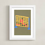 "Connect Four" - Art Print in Game Night Green by Elliot Stokes - Framed