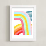 "Happy Rainbows" - Art Print in Pastel Rainbow by Celeste Duffy - Framed