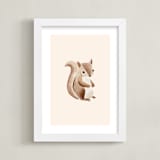"Baby Squirrel" - Art Print in Beige by Vivian Yiwing - Framed