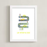 "Le Stop and Go" - Art Print in Honeybee Yellow by Jenna Skead - Framed