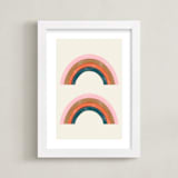 "Double Vintage Rainbow" - Art Print in Delicate Pink by Emanuela Carratoni - Framed