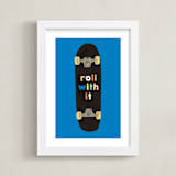 "roll with it" - Art Print in blue by Baumbirdy - Framed