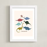 "Dinosaurs in color" - Art Print in Sand by Teju Reval - Framed