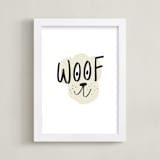 "Basic Woof" - Art Print in Sand by Pixel and Hank - Framed