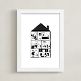 "Squirrel House" - Art Print in Charcoal by Krista Messer - Framed