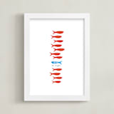 "Unique Fishy" - Art Print in Cherry Red by Oscar and Emma - Karly Depew - Framed