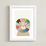 "Quilted Lion" - Art Print in Rainbow by Kelly Watkins - Framed