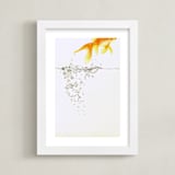 "Aquatic High Jump 2 of 3" - Art Print in carrot peel by Deborah Chou - Framed