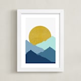 "Mountain Love" - Art Print in Midnight Blue by Sudevi Sen - Framed