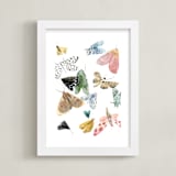 "Moths" - Art Print in Moss Green by Emilie Simpson - Framed