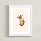 "Baby Fox" - Art Print in Beige by Vivian Yiwing - Framed